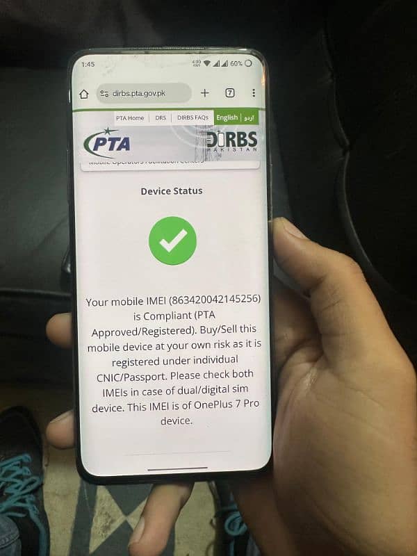 OnePlus 7pro dual sim PTA approved (Not Exchange) 9