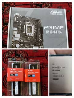 Intel 12 Gen i3 Asus H610 Motherboard XPG 16GB RGB Rams Gaming combo