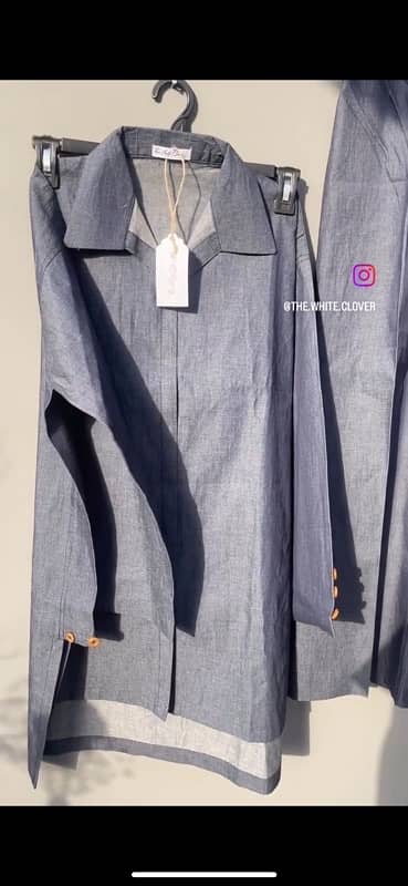 cotton DENIM twin set | button down shirt with pant | cord set 6