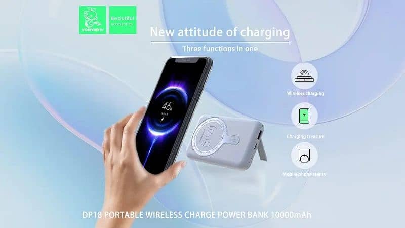 Denmen Power Bank DP18 USB+Wireless Charging 15w 10000mAh 2