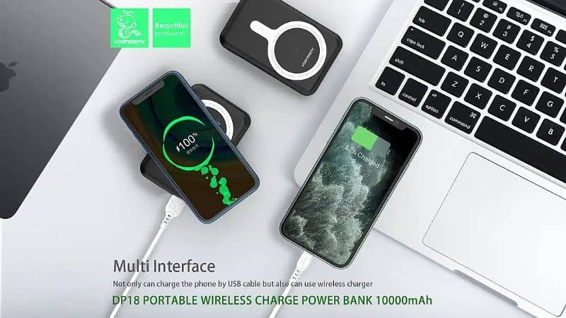 Denmen Power Bank DP18 USB+Wireless Charging 15w 10000mAh 3