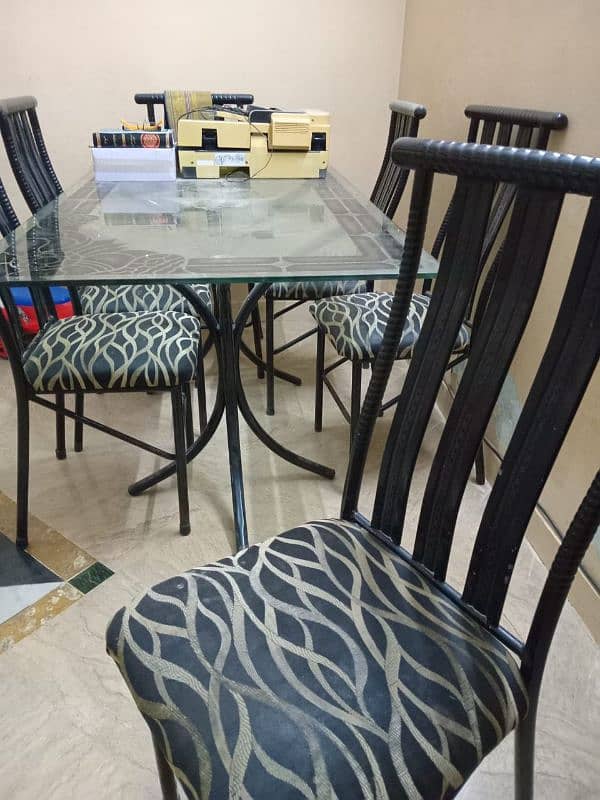 Iron rod dining table with 6 chairs 1