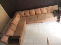 L-shaped 8 seater sofa for sale. Condition 8/10.