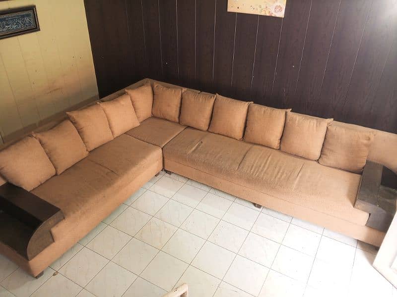 L-shaped 8 seater sofa for sale. Condition 8/10. 1