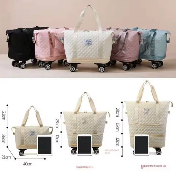 Wheel Rolling Bag Waterproof Parashoot Material   Back Pocket 4