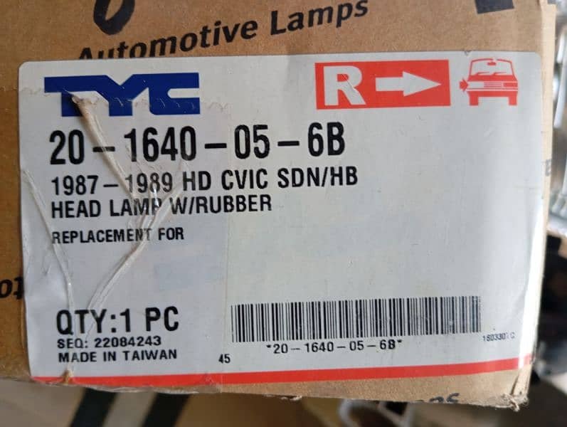 headlights HONDA CIVIC 1988-89 BRAND NEW 3