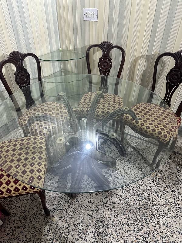 wooden dining table with glass top 1