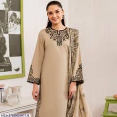 3 pcs women unsitched dhanak Embroidered suit