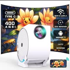 TYPE C 4K 400ANSI Mini Projector with WIFI and Bluetooth,BT5.2 4K  vid