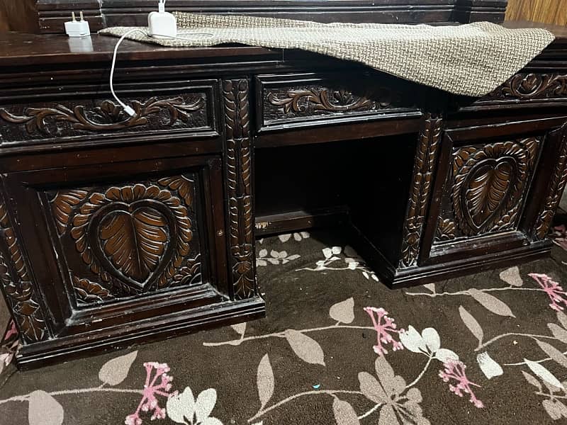 Chinyoti bed for sale with side tables , dressing table condition 10/9 5