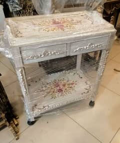 Brand New Antique Wood Floral Trolley