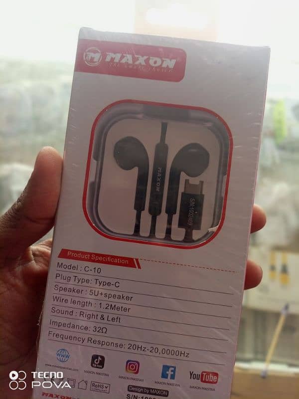 "Maxon" Type C Branded Handsfree 1