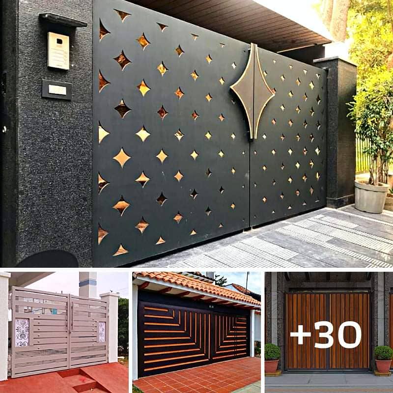 Steel Gate design - Modern villa wrought iron -Double door gate desig 5