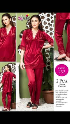 Night suit , Bidal , Silk Shirt Trouser , 2pc 3pc Suit, Stitched.