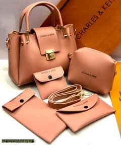 5 Pcs womens PU leather plan hand bag-