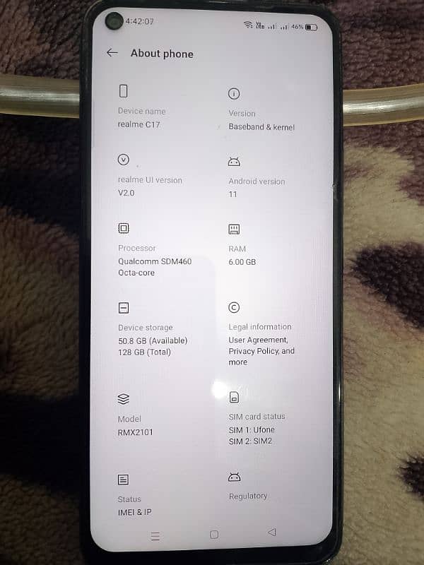 Realme c17 10/10 condition with box and charger 5