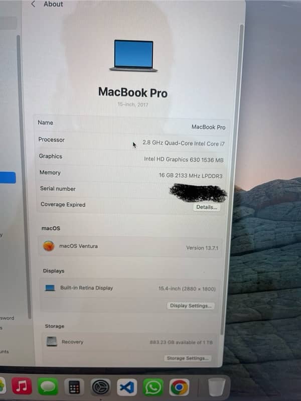 Macbook Pro 2017 1 TB Fully New Condition 1