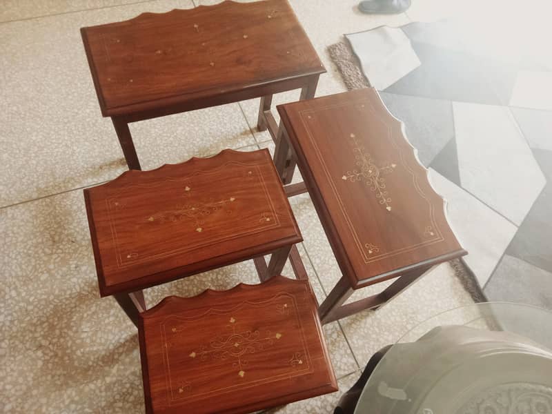 Tables for sale pure sheesham wood Nesting tables with brass work 1