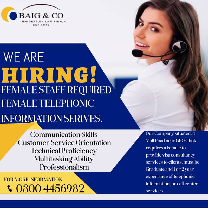 Female Receiptionist /customer telephonic service 0