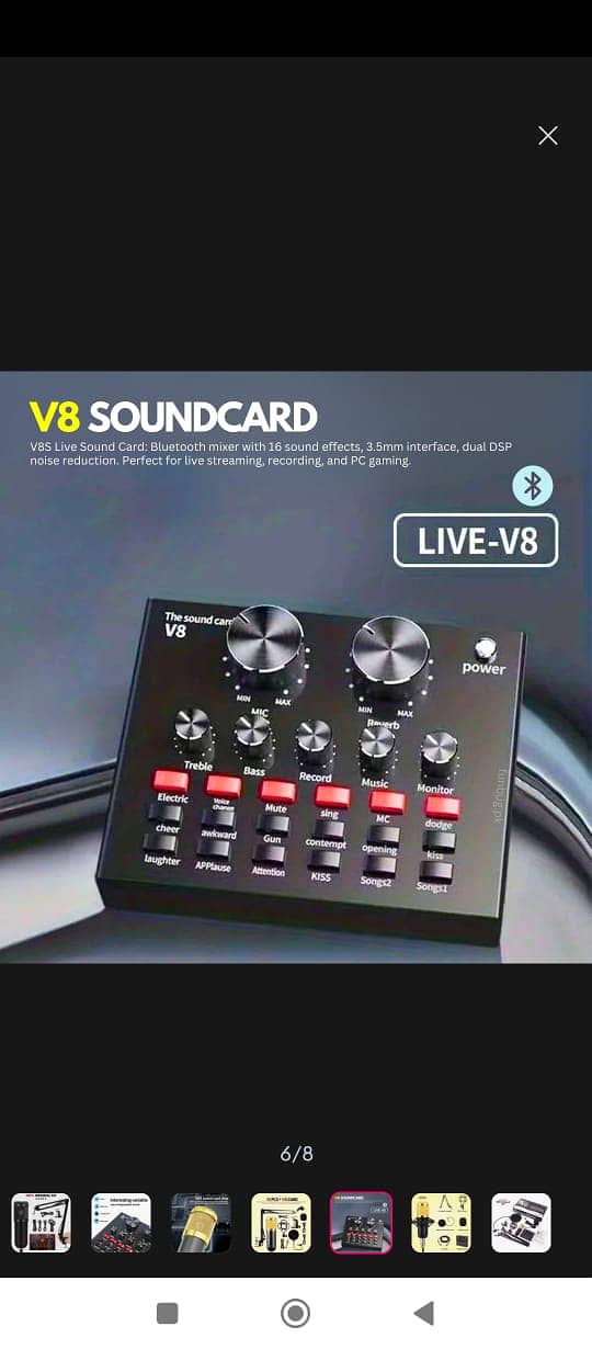 V8 sound card with BM800 condenser microphone kit for studio recordin 7