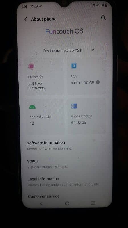 vivo y21 4Gb ram 64Gb rom 5