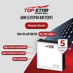 Topstar 5kw Lithium Ion battery Solar Batteries In karachi on discount