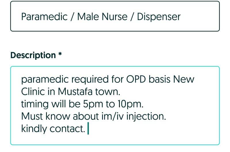 Paramedic / Male Nurse / Dispenser 0