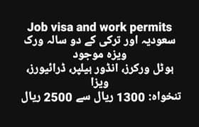 Jobs Saudia turkey 0man 2 years work visa services