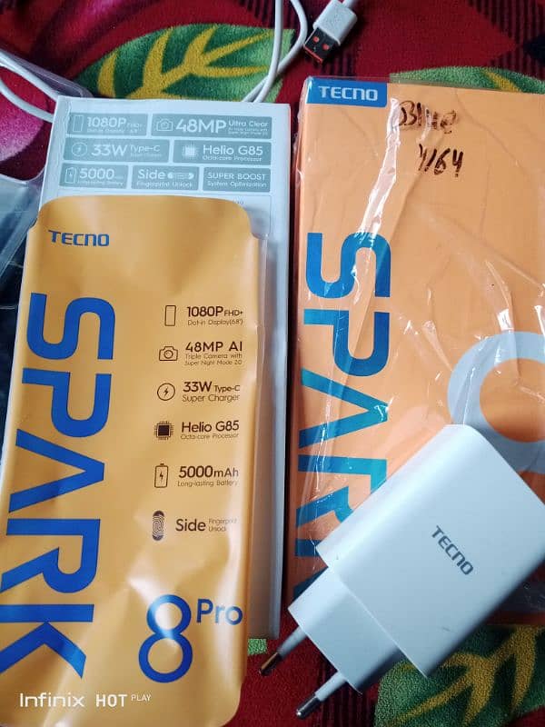 Tecno Spark 8 pro 4+3/64 GB complete SAMAN sealed mobile 7