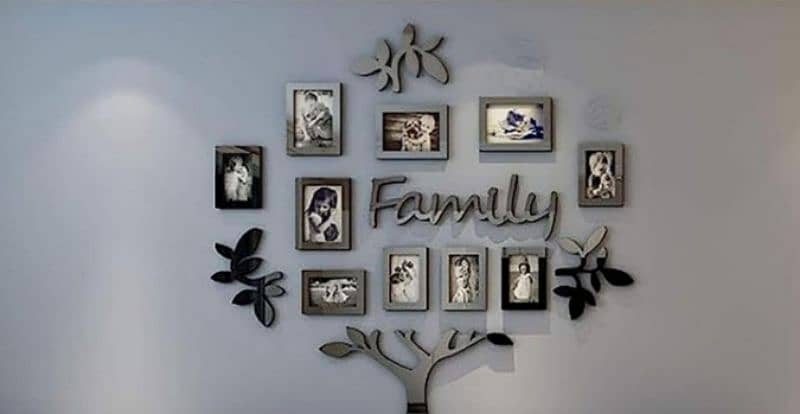 3D wooden family tree wall photo frame. 0