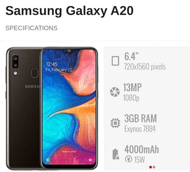 Samsung galaxy A20 0