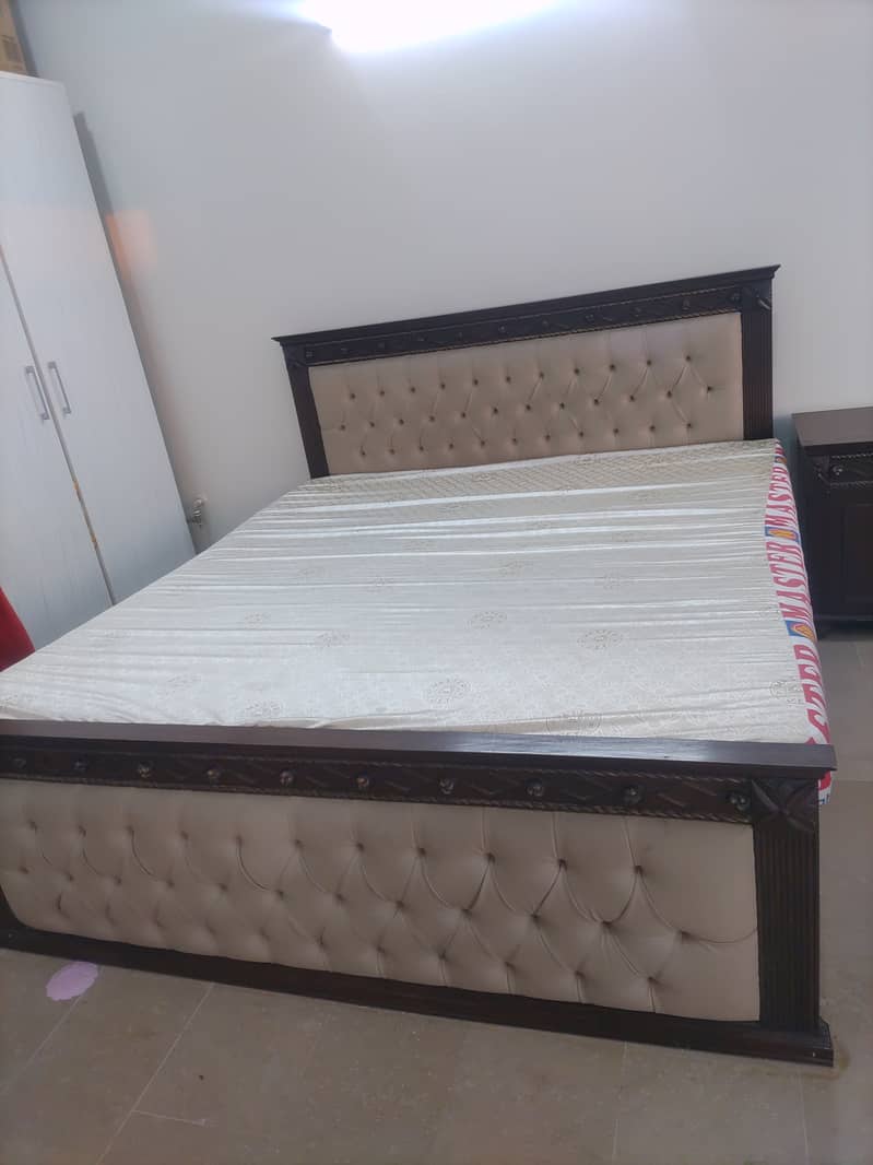 Wooden King size bed with mattress 1