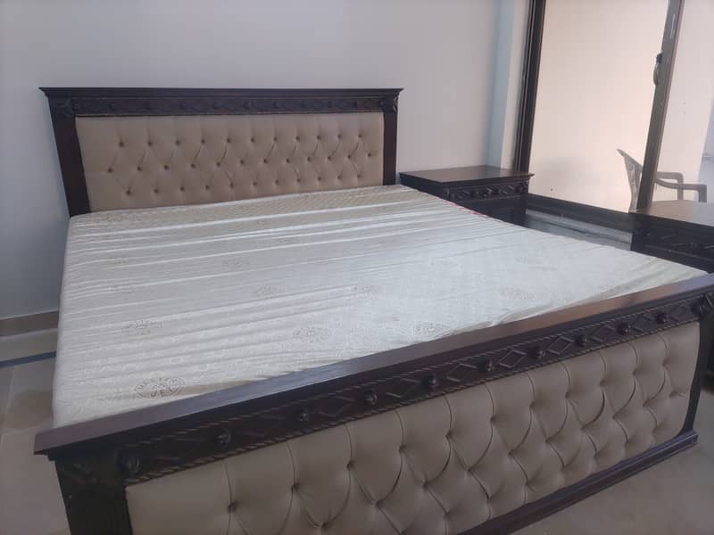 Wooden King size bed with mattress 2