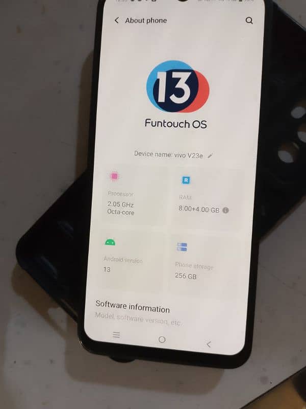 vivo v23e    8+4.256.  Gb 9