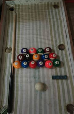 Snooker table small handmade with 15 balls and 1 stick of 48 inch