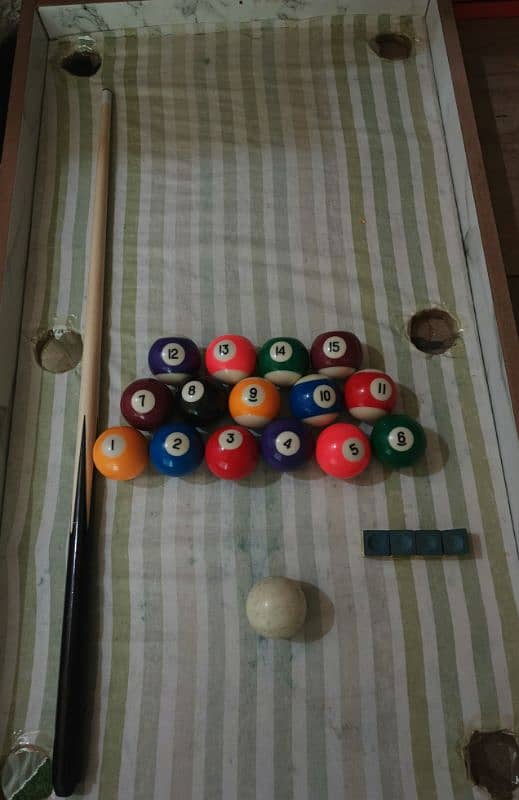 Snooker table small handmade with 15 balls and 1 stick of 48 inch 0