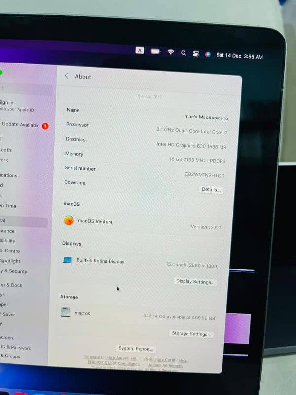 MacBook Pro 2017 15 Inches Intel Core i7 16GB RAM 500 SSD 2