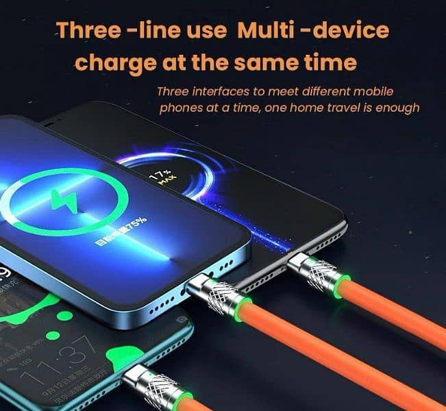 3 in 1 Mobile Charging Cable, IOS & ANDROID 5