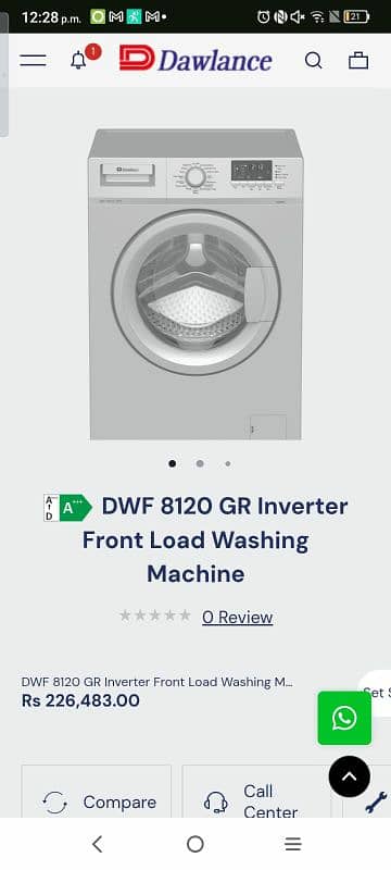 Dawalance Front load 8kg Inveter 3