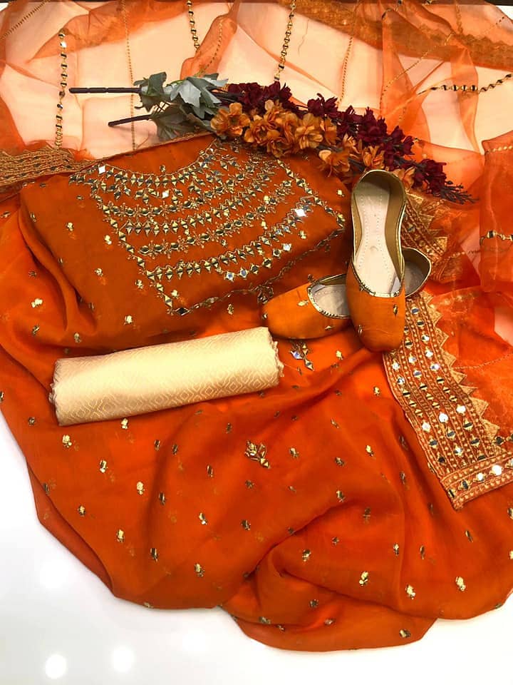 Fancy collection # 3 pieces suits # Duppata # 9 MM ARGANZA embroidery 4