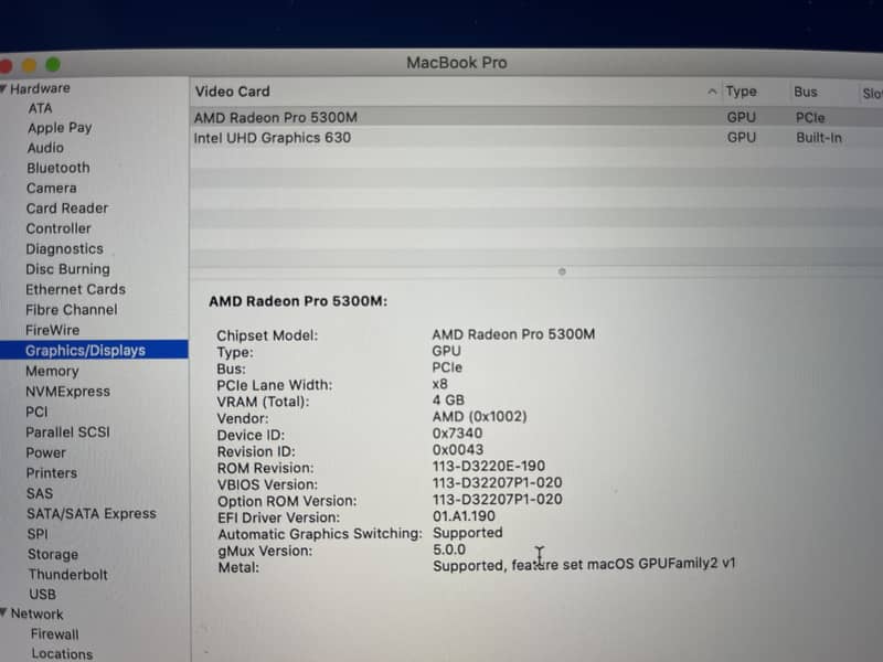 Apple Laptop, Macbook Pro2019,Core i7,16",4GB Graphcs,32GB RAM,1TB SSD 8