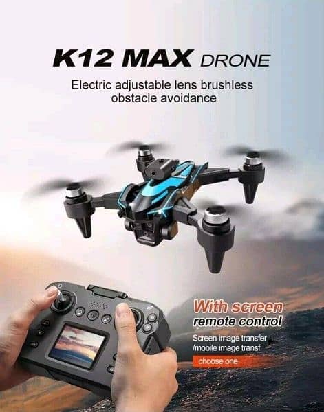 K12MAX GPS LCD DISPLAY DRONE WITH TRIPLE CAMERA AND CARRYING BAG 8K 4