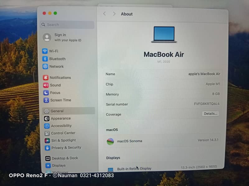 Apple Laptop Macbook Air M1 2020,13 Inches, 256GB SSD, 8GB Ram 7