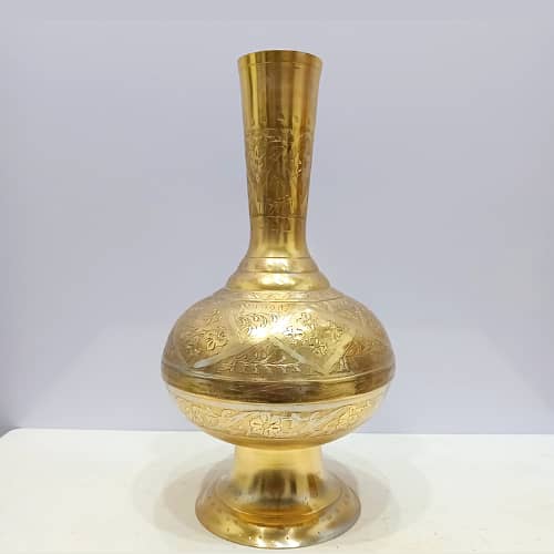 Vintage Brass Large Size Hand-Engraved Vase/Flower Pot 0