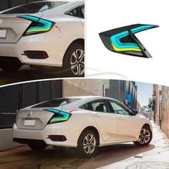 Honda Civic RGB Rear Lamps Tail Lights Snake Style 2016-2021