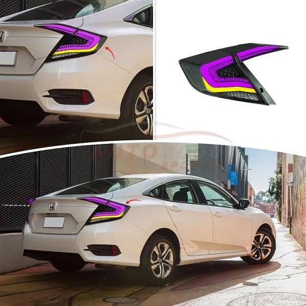 Honda Civic RGB Rear Lamps Tail Lights Snake Style 2016-2021 2