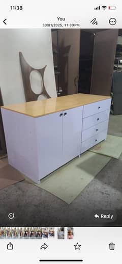 Wooden Kitchen Counter and Spacious Cabinet