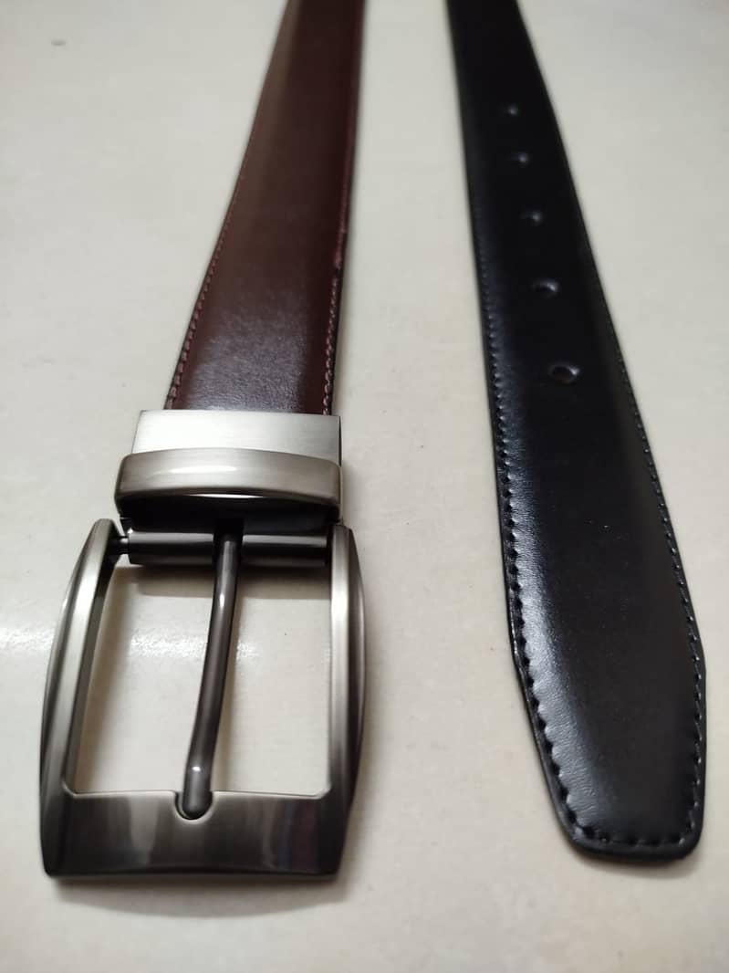 2 in 1 Belt - High End Original Cow Leather Belt with premium Buckle 15