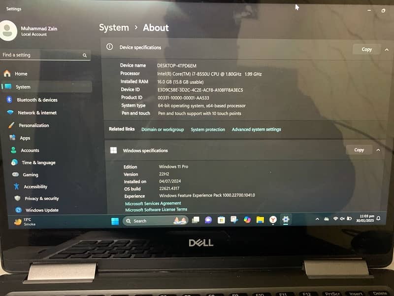 Dell Inspiron i7 Gen 8 touch screen 16GB ram 8