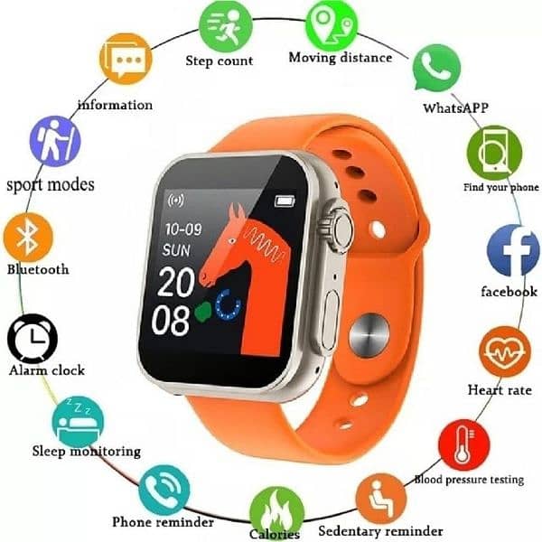 Durable Orange Smart watch with health and Fithness Tracking 1